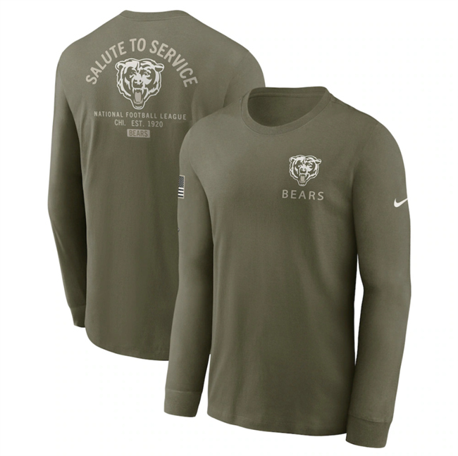 Men's Olive Chicago Bears 2025 Salute to Service Sideline Long Sleeve T-Shirt